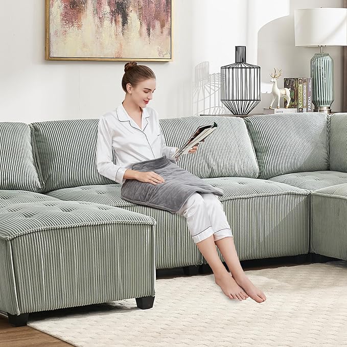 121 Inch Cloud Modular Sectional Sofa Oversized U Shaped Modular Couch with Reversible Chaise 6 Seat Comfy Convertible Sectional Sofa with Ottoman for Living Room Mint Green