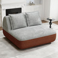 Hobestluk Small Couches for Small Spaces42” Mini Loveseat Sofa 2-Seater Armless Sofa Chair with Side Pocket for Living RoomBedroomDormOffice (Terracotta+Light Grey)
