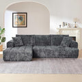 108'' Modular Sectional Cloud Couch L-Shape Boneless Couch for Living Room with Deep Seat Comfy Sleeper Sofa for Living Room Apartment Reception Spaces No Assembly Required Grey