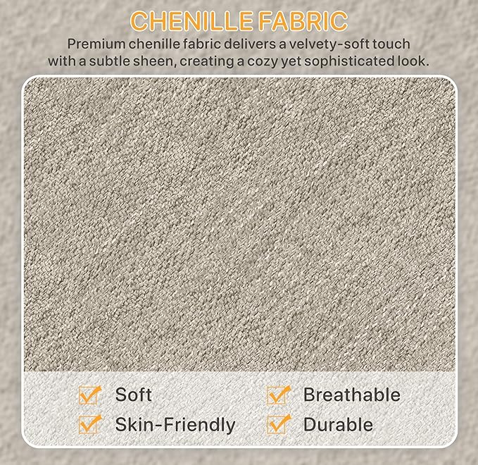 Chenille Swivel Chair 30.7 W Modern Accent Upholstered Chair Single Sofa Armchair for Office Living Room Bedroom Taupe.