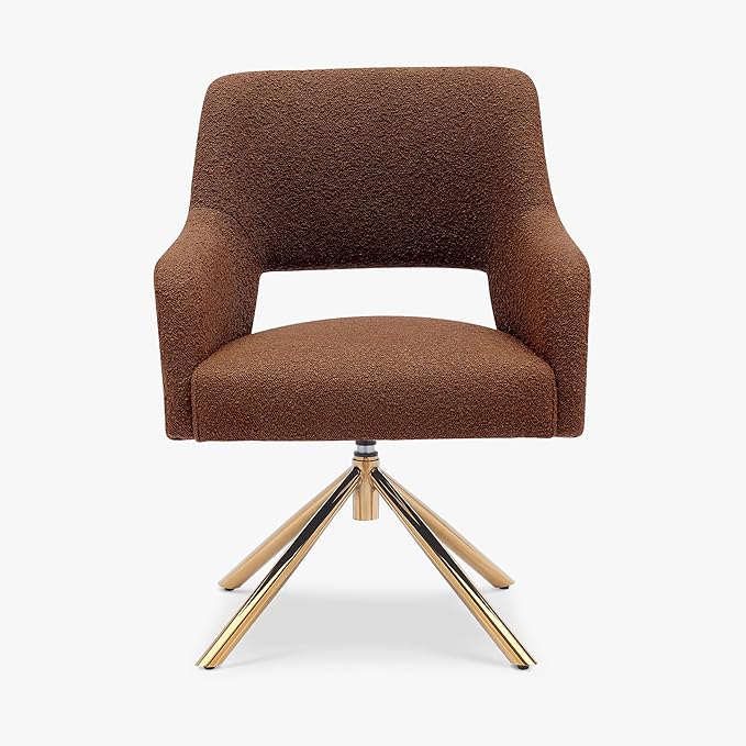 WestinTrends Genevieve Mid-Century Modern Wide Boucle Swivel Accent Arm Chair Rust Orange