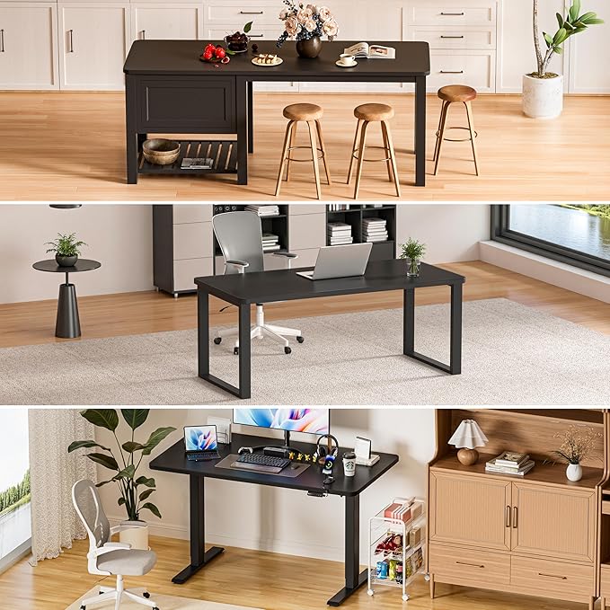 BIZUM Whole-Piece Particle Board Table Top Wood Countertop for Standing Desk DIY 63x28x1 Inch Black Desk Top