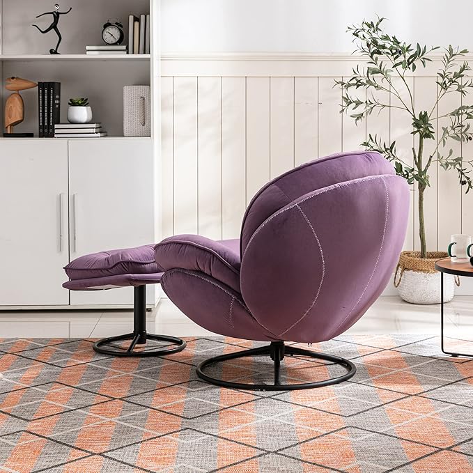 Accent Chair TV Chair Living Room Chair with Ottoman Purple LY757
