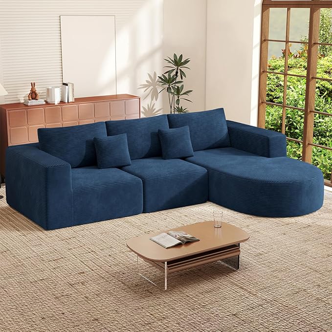 Boneless Couches for Living RoomCloud Sectional Couch with L-Shape ChaiseModern Modular Sofa with Deep Seat Upholstered Comfy Couches for BedroomNo Assembly Required1PCS