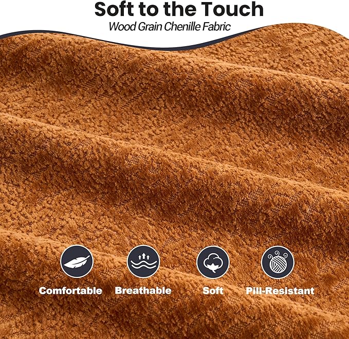 65 Curved LoveseatDeep Seat Cloud Floor Couch with 3 BackrestCozy Chenille FabricSmall Loveseat for Small SpacesBedroomOfficeApartment (Orange 65 Inch)