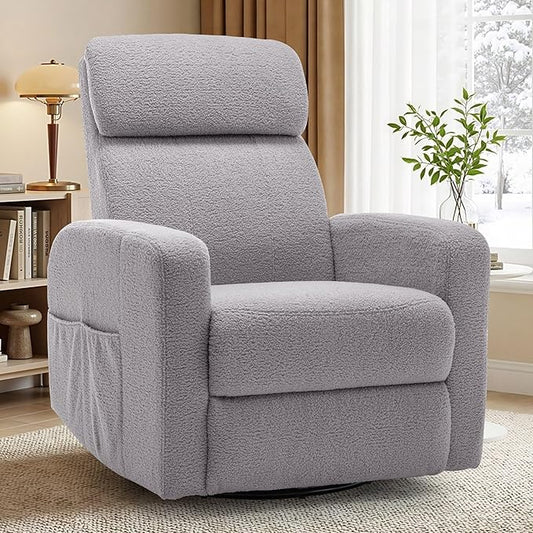 Power Swivel Recliner Chairs for Adults Electric Glider Rocking Chair Nursery Glider Recliner Nursery Chair with Classified Side Pocket Nursery Rocking Chairs with USB and Type-C Ports