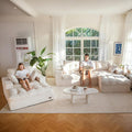 MAXYOYO Sectional Sofa Couch and Chaise Lounge L Shaped Modern Cloud Couch with Ottoman Comfy Sofa with Layered Cushion Tufted Upholstered Sleeper Chair for Living Room No Assembly Required Beige