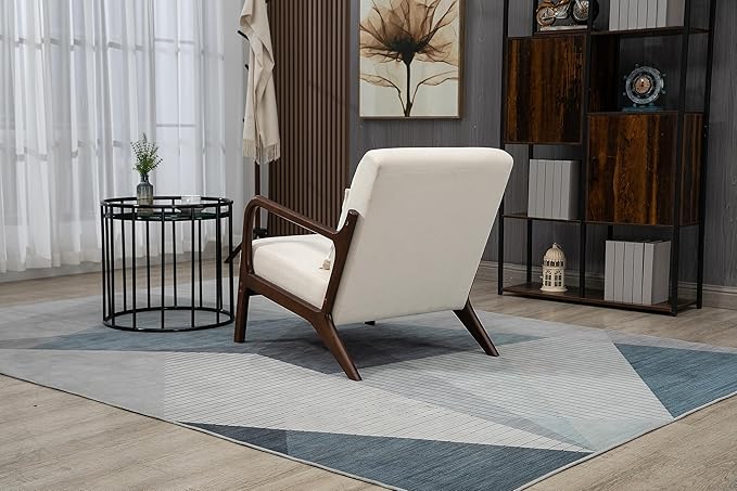 KEIKI Mid Century Modern Accent Chair Scandinavian Style Lounge Chair with Breathable Fabric Perfect for Bedroom or Sunroom