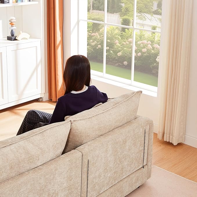 102 Modular Sectional Sofa L Shaped Cloud Couch with Movable Ottoman Comfy Chenille Deep Seat Sofa with Throw Pillows 3-Seater Cloud Couches for Living Room Apartment