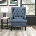 Lexicon Living Room Accent Chair Textured Fabric Upholstered Reading Chair Button-Tufted High Wingback for Living Room/Bedroom/Office Blue