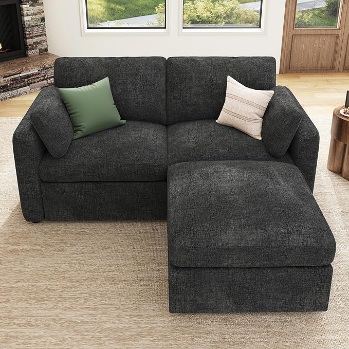 HONBAY Modular Sectional Couch with Storage Ottoman Sectional Sofa with Storage Seats L Shaped Sectional Couches for Living Room Grey