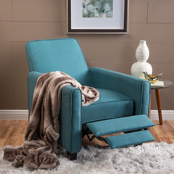 Teal Linen Push Back Chair for Living Room Comfort and Style