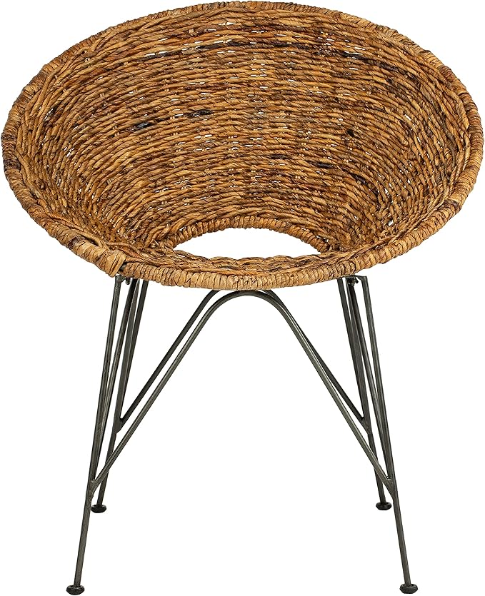 Safavieh Home Sierra Coastal Natural Rattan and Dark Steel Round Accent Chair