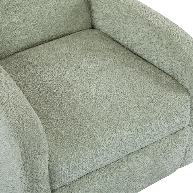 Christopher Knight Home Sidney Boucle Fabric Upholstered 360° Swivel Chair Push-Back Recliner Solid Wood Glider Recliner with Rotation Living Room Lounge Chair Adjustable Backrest Greyish Green