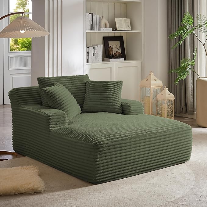 KEIKI 66 Oversized Chaise Lounge Chair No Assembly Modern Boneless Lounger for Home Office or Studio Space-Saving Sleeper Chair for Reading Break-Time Naps &amp Casual Lounging