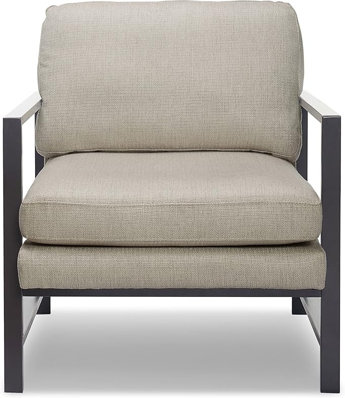 Tommy Hilfiger Russell Bronze Metal Frame Accent Chair Linen