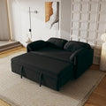 KEIKI 3 in 1 Full Velvet Convertible Pull Out Sofa Bed Adjustable Backrest &amp Side Pockets Modern Sleeper Recliner Couch for Living Room Black