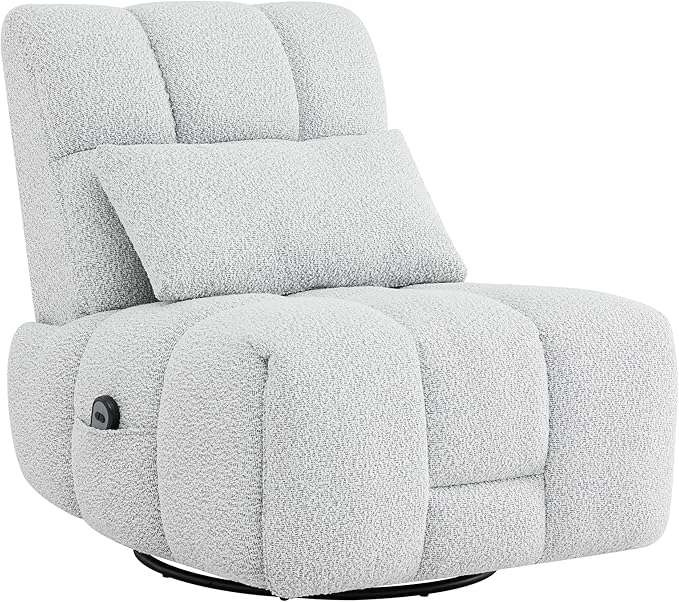 Watson &amp Whitely Oversized Power Recliner Chair for Adults Swivel Rocker Recliner Chair with Lumbar Support Ultra-Comfy Glider Recliner for Living Room Theater Seating Single Sofa Grey