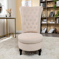 Royal High-Back Velvet Accent Chair for Vanity with Storage and Luxurious Upholstery Retro Design and Versatile Usage for Living Room Bedroom Lounge and Office Ivory