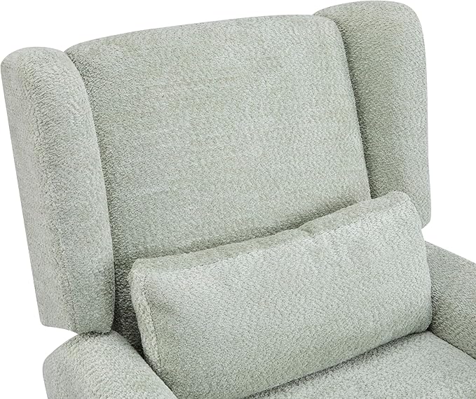 Christopher Knight Home Dolia Boucle Upholstered 360° Swivel Chair Push-Back Power Recliner Chair Iron Recliner Sofa with Rotation Living Room Lounge Sofa Adjustable Backrest Gold+Light Green