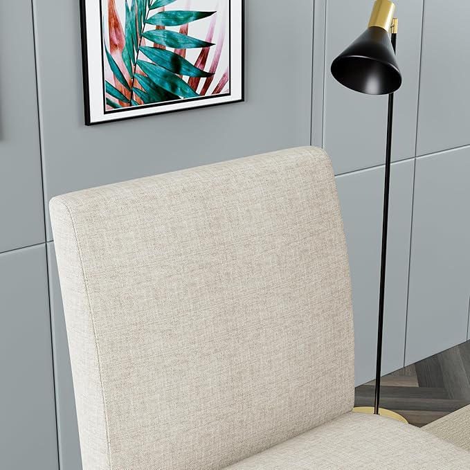 Coffee Table with 2 Fabric Accent ChairsCorner Side ChairVanity Chair for BedroomLounge RoomLiving Room Beige