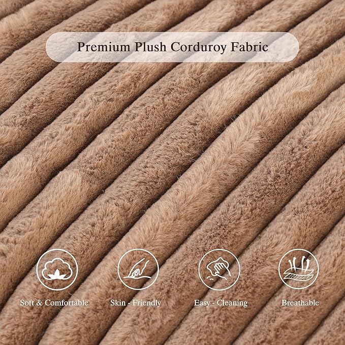 Armless Lazy Sofa Casual Single Sofa Oversized Chaise Lounge ChairCorduroy Fabric for Living Room and Bedroom with Backrest. (Light Brown)