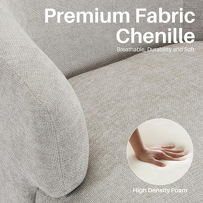 Swivel Accent Chair Chenille Barrel Chair for Living Room Cozy Round Boucle Arm Chair Metal Base for Club Nursery Bedroom Light Grey