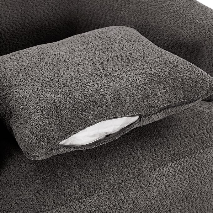 360° Swivel Chair 38.2 Accent Chair Sofa Boucle Fabric Upholstered Swivel Barrel Sofa Chair with a Throw Pillow for Living Room Bedroom Office Hotel (Grey-4.29)