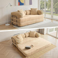 4-in-1 Folding Convertible Sleeper Sofa Bed81 Plush Corduroy Boneless Couch Pull Out BedsLoveseat Floor Futon for Small Spaces Living Room Bedroom ApartmentBeige