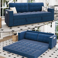 Upgraded Queen Size Futon Sofa Bed 83 Thick Upholstery Loveseat Sleeper Sofa Pull Out Couch Convertible Floor Couch for Bedroom/Entertainment Room/Apartment (Blue)