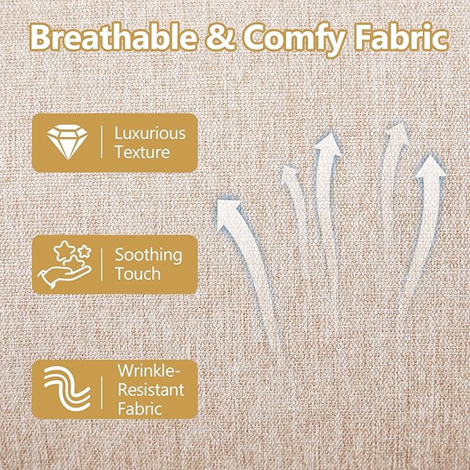 Bonzy Home Mid Century Modern Accent Chair Upholstered Reading Armchair with Solid Wood Frame &amp Thick Cushion Comfy Lounge Chair for Living Room Bedroom Apartment Beige