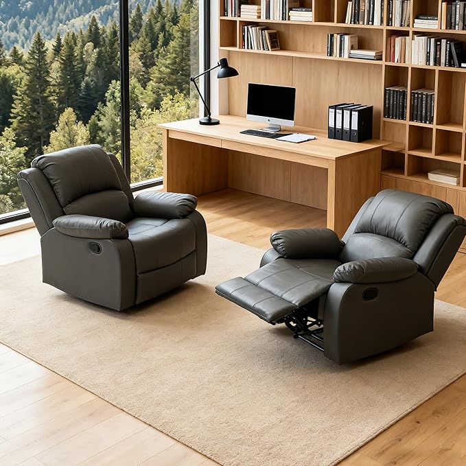 Manual Recliner Chair Lazy Boy Leather Recliner Perfect for Lounging in The Living Room Home Theater and Bedroom an Excellent Gift for Home