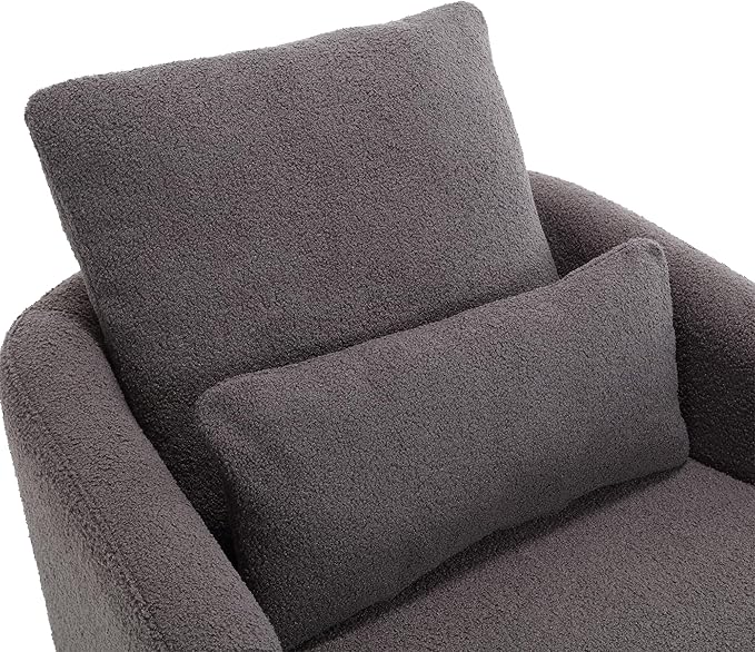 QQU 360° Swivel Barrel Chair Oversized Round Accent Sofa with Removable Pillows Modern Circle Couch Sofa Chair &amp Chaise Lounge Soft Swivel Armchair for Living Rooms Bedrooms Apartments Grey