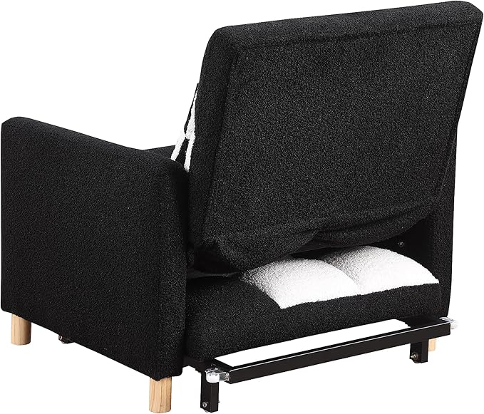 Sleeper Sofa Bed 3-in-1 Convertible Chair Bed Multi-Functional Sleeper Chair Soft Teddy Fabric for Living Room Apartment Office