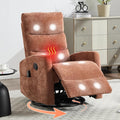 Luxlen Manual Swivel Rocker Recliner Chair with Massage Overstuffed Recliner Glider with Vibration Massage and Heat for Nursery Living Room Reclining Sofa Chair Fabric Orange