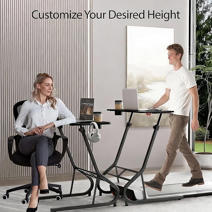 GRLEAF Adjustable Height Standing Desk for Walking Pad Treadmill Desk for Laptop with Cup Holder Desks for Bike/Cycling Used for Bedrooms and Offices (Black)