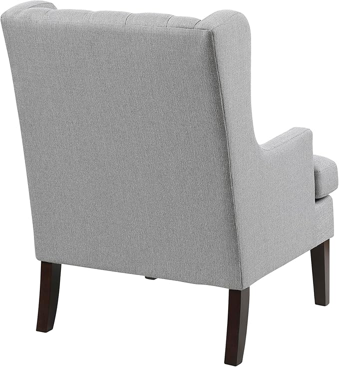 Lexicon Living Room Accent Chair Textured Fabric Upholstered Reading Chair Button-Tufted High Wingback for Living Room/Bedroom/Office Gray