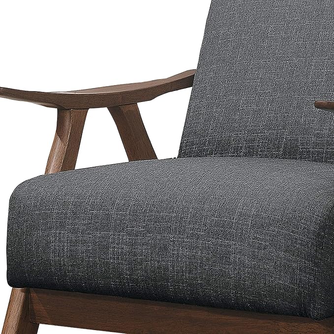 Benjara Fabric Upholstered Accent Chair with Curved Armrests Gray