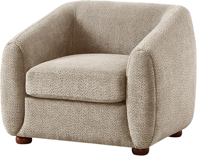 VANOMi 31 Living Room Chairs Comfy Accent Chair with Cushion Modern Reading Chair for Bedroom Corner Small Space Camel