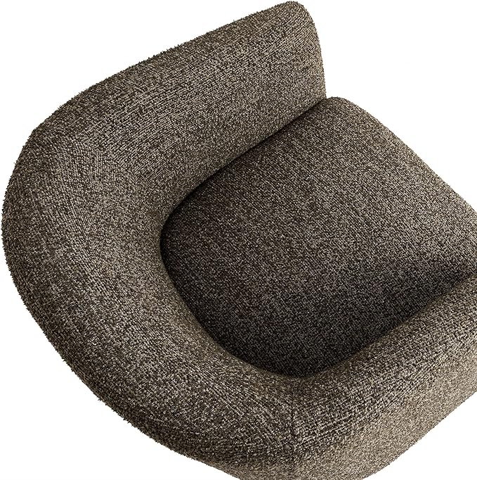 Modway Muse Comfy Barrel Accent Chair in Antique Boucle Fabric Cozy Round Reading Armchair – Upholstered Living Room Chair with Curved Back
