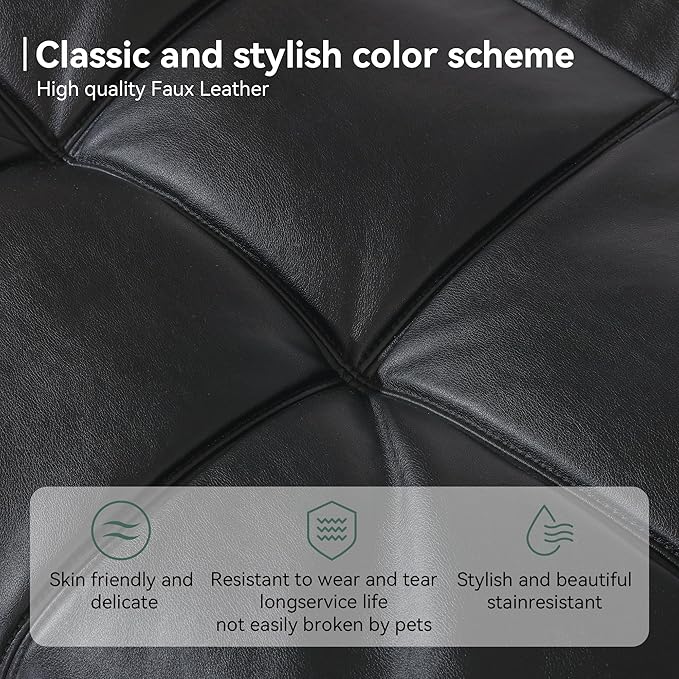 Opoiar 71 L Covertible Futon Sofa BedFaux Leather Futon Couch Memory Foam Modern Loveseat Sleeper Small Splitback Sofa Couches for Living RoomRVHome OfficeApartmentMatte Black