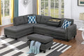 98 L-Shaped Sectional Couch with Storage Ottoman and Left Facing ChaiseLinen Upholstered Sofa with 2 Cup Holders and 2 Throw Pillows for Living RoomDark Grey