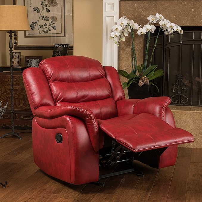 Christopher Knight Home Hawthorne Glider Recliner Leather Oxblood Red