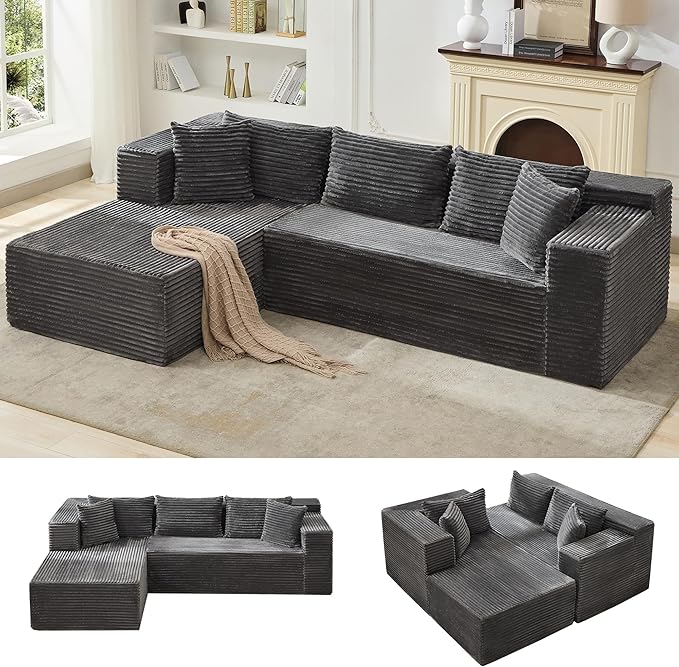 Garvee Modular Sectional Sofa Cloud Sectional Couch 106 Comfy L Shaped Couches for Living RoomOversized Sofa Sleeper with Deep Seat No Assembly Required