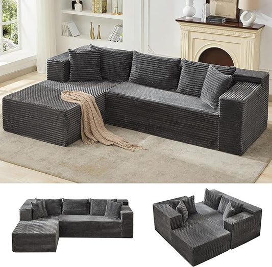 Modular Sectional Sofa Cloud Sectional Couch 106 Comfy L Shaped Black Couches for Living RoomOversized Sofa Sleeper with Deep Seat No Assembly Required