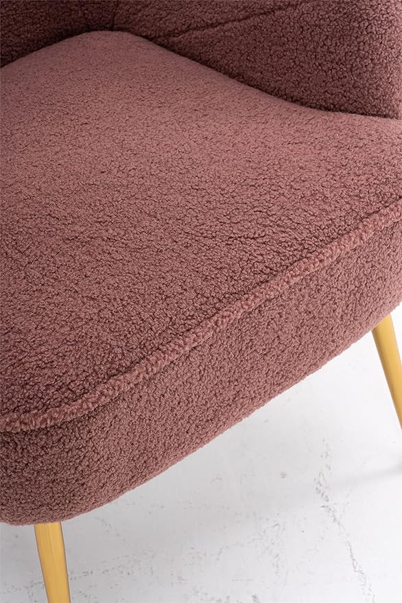 Modern Soft Green Teddy Fabric White Ergonomics Accent Chair Living Room Chair Bedroom Chair Home Chair with Gold Legs and Adjustable Legs Family Room Sofa Armchair Furniture for Indoor Home (Red)
