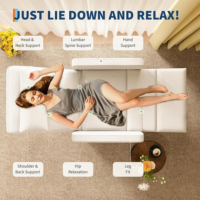 GarveeHome Recliner Chair Electric Reclining Sofa Adjustable Power Recliner Lazy Chair Home Theater Seating with Massage &amp Heat &amp Lumbar Support(Beige)