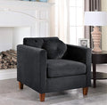 Persaud Living Room Chair with Classic Chesterfield Velvet Upholstery Ideal for Home Apartment and Office Chair Midnight