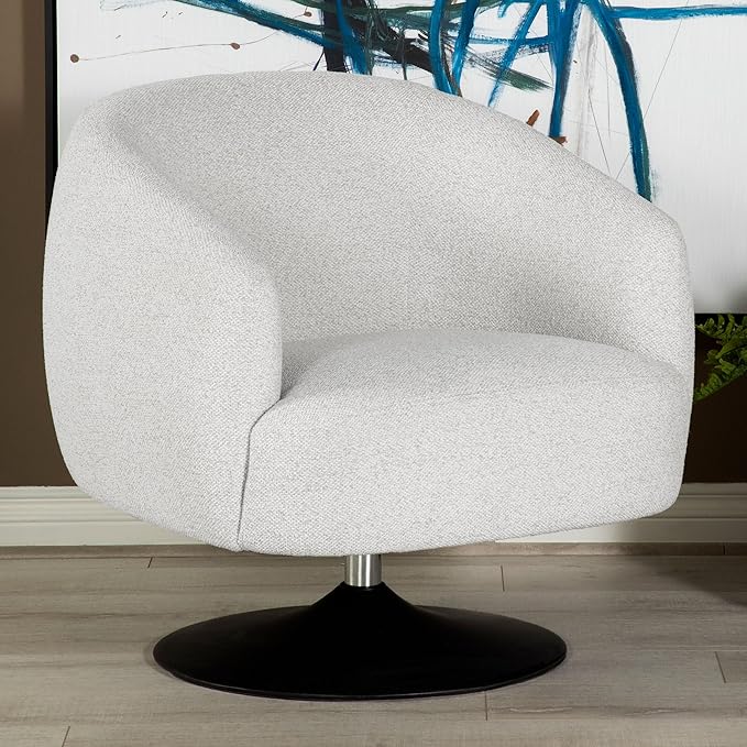 Coaster Home Furnishings - Dave - Boucle Fabric Upholstered Barrel Back Swivel Accent Chair with Pedestal Base Tapered Off Armrests and 360-Degree Swivel - Living Room - Beige - 905739