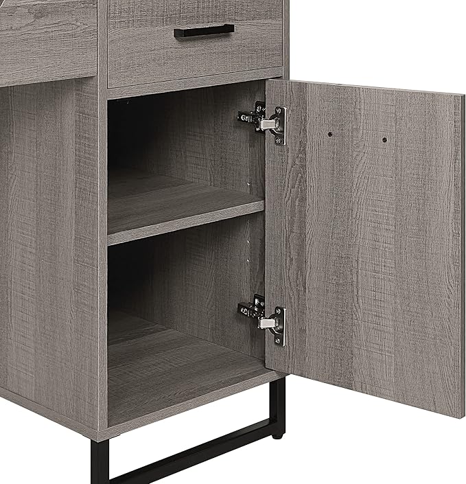 OSP Home Furnishings Hagney Lane Worksmart Sit-to-Stand Desk with 3 Adjustable Positions and Extra Shelves Farm Oak